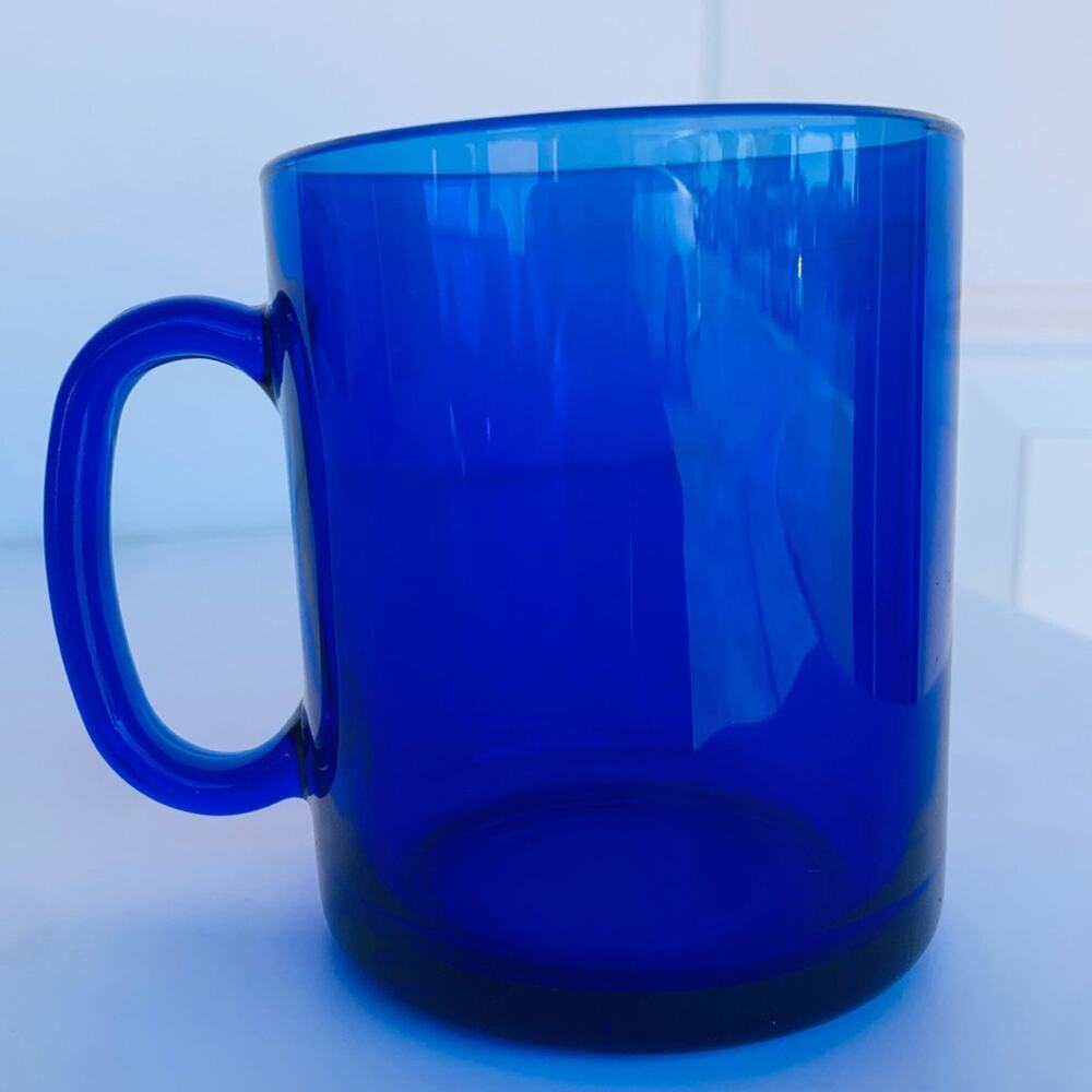 Vintage French Cobalt Blue Glass Coffee Mug